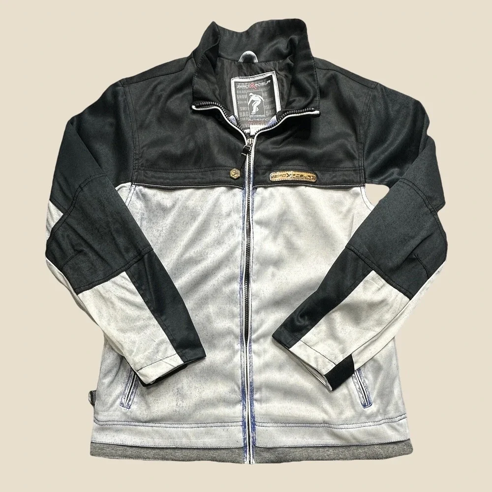 ZeroXposur Jacket Boys L 14/16 Element Protector Black White Full Zip Activewear